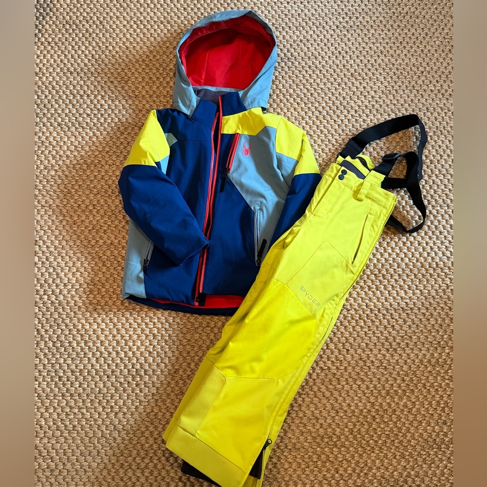 Spyder Bright Yellow, Blue & Red Ski Set